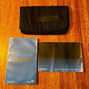 Honda Civic 2015 Owner’s Guide, Consumer Info Booklet, and soft material case